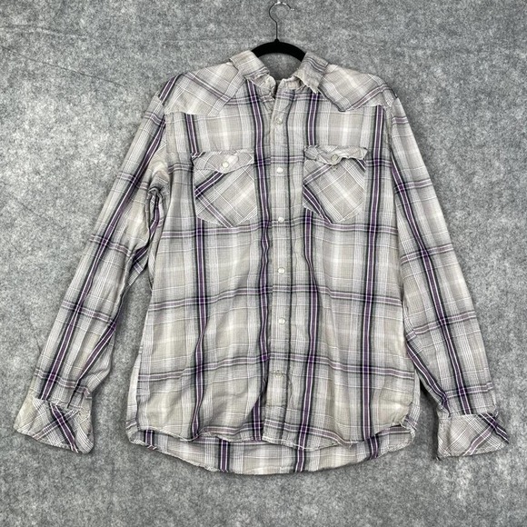 Levi's Snap Button Shirt Adult Large Plaid Western Cowboy Long Sleeve Collared - Picture 1 of 9
